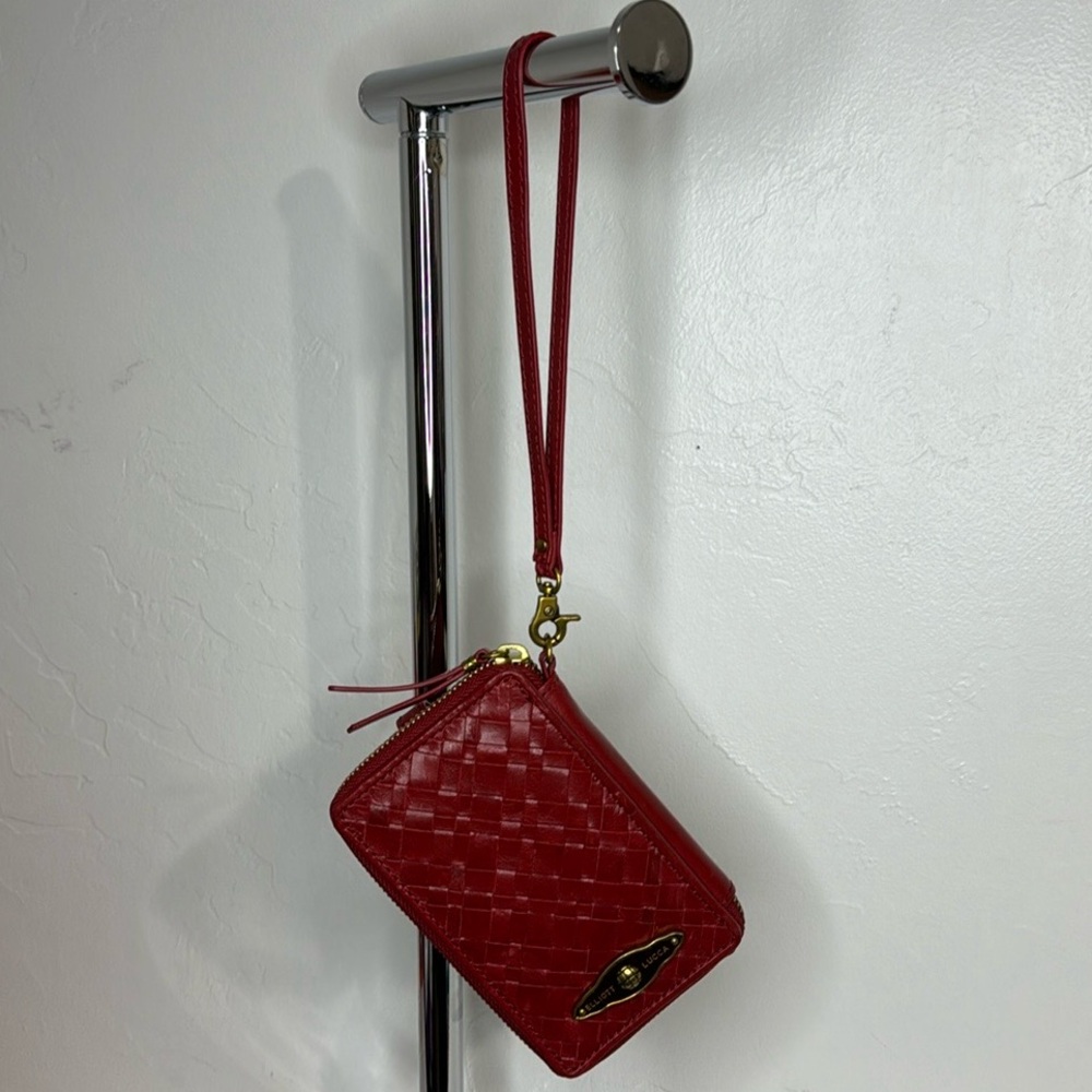 Elliott Lucca red woven leather phone wallet/wristlet